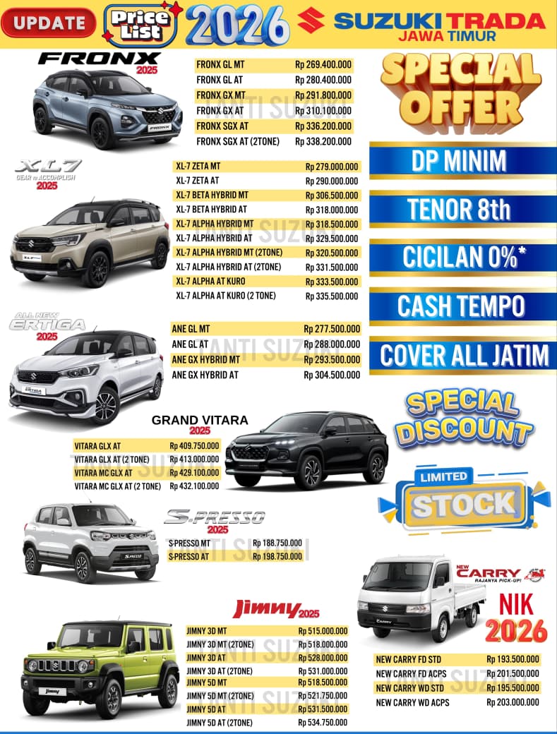 Daftar Harga Suzuki Jatim